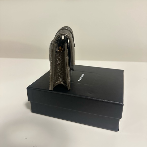 YSL Small Envelope Grained Leather Wallet in Rustic Gold - Picture 4 of 7